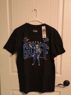 Brand New, Mens Medium Jared Goff Detroit Lions Black Graphic Tee